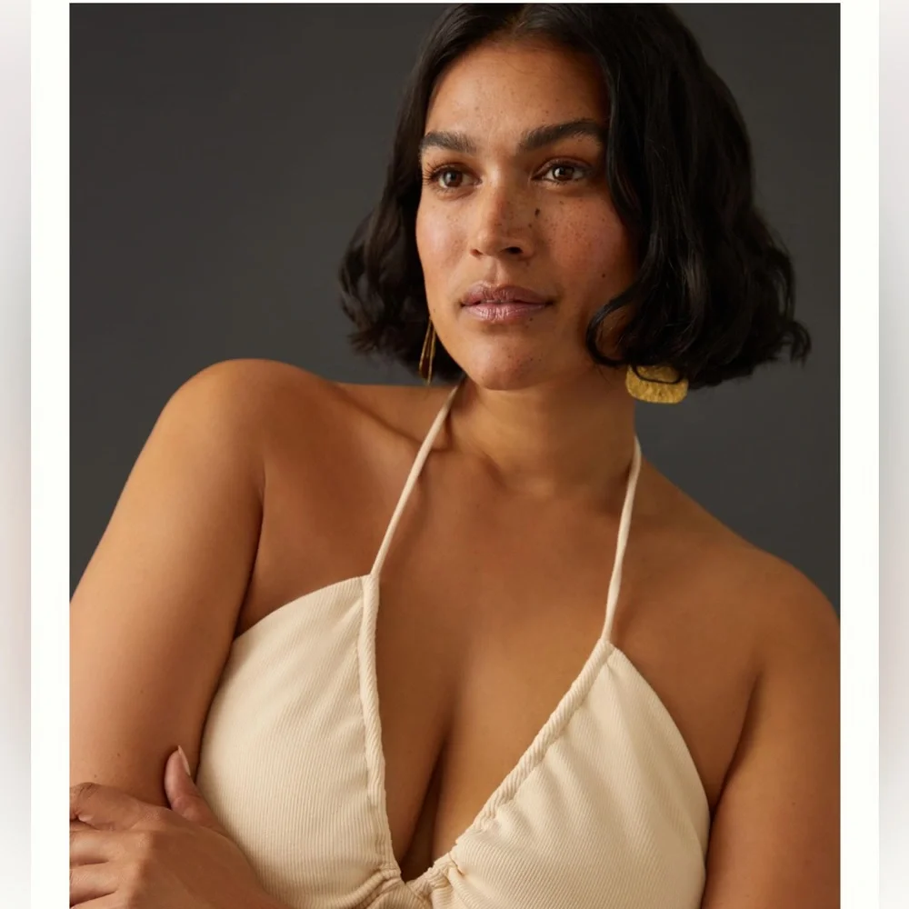 By Anthropologie U-Neck Halter Ruched Dress - Picture 3 of 10